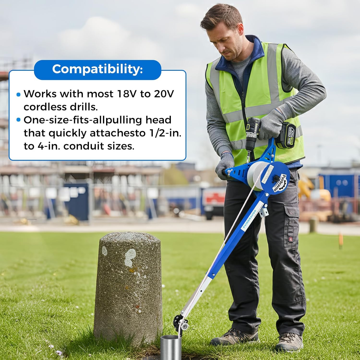 Handheld Cable Puller Drill-Powered Wire Tugger with 1000lb Pulling Force