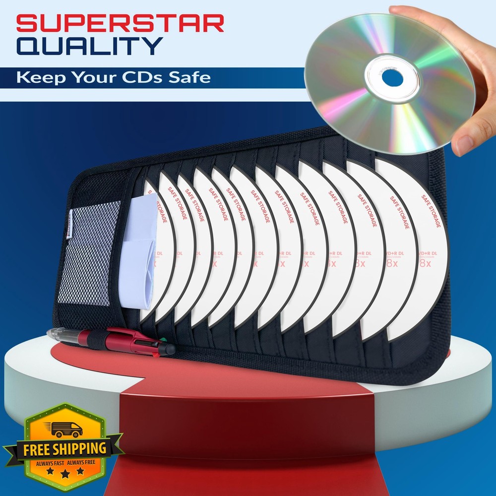 Fancy Mobility CD Case Holder Sun Visor Organizer 12 Discs Black