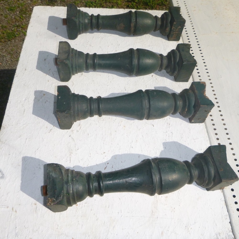 (4) antique wooden balusters