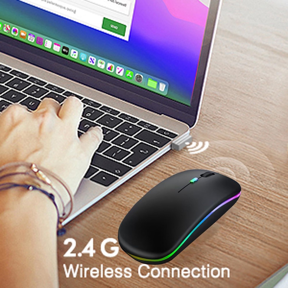 Wireless Slim Silent Mouse Rechargeable Mouse with USB Receiver for PC Computer