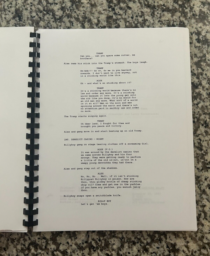 A Clockwork Orange Horror Movie Script Reprint Full Screenplay Script