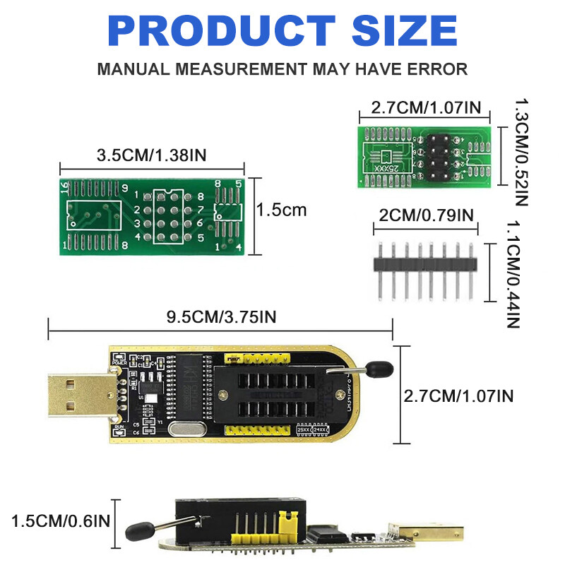 CH341A BIOS USB Programmer Flasher Writer 24 25 Series EEPROM SOP Clip Adapter