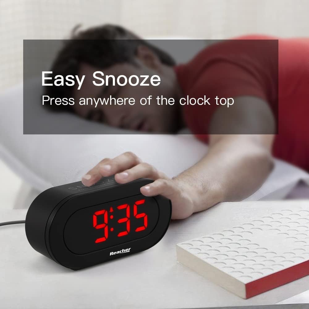 Small LED Digital Alarm Clock with Simple Operation, Full Range Brightness Di...