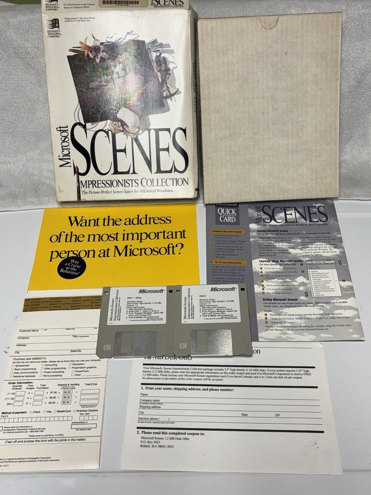Microsoft 100% Complete Scenes Impressionists Collection Screen Savers Big Box