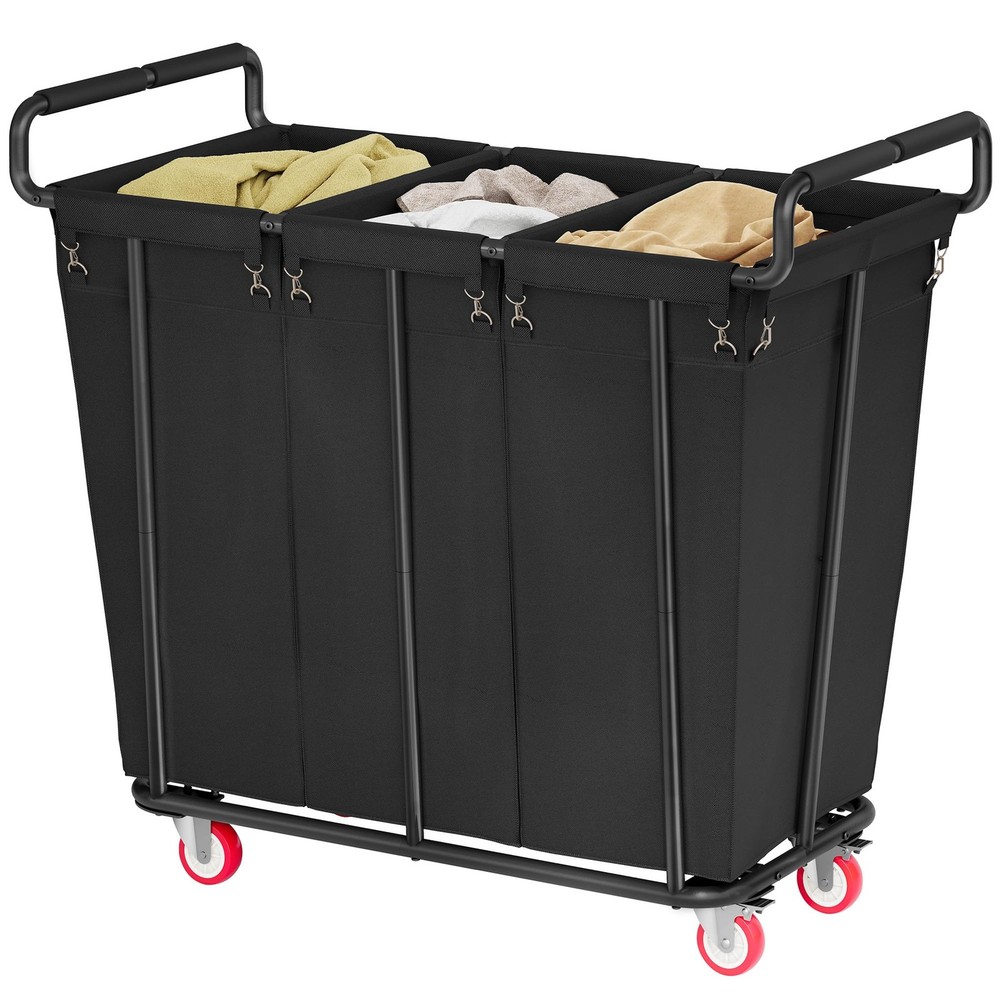Large laundry hamper with Wheels, 360L 3 Bag Big Rolling Laundry Hamper Sorte...
