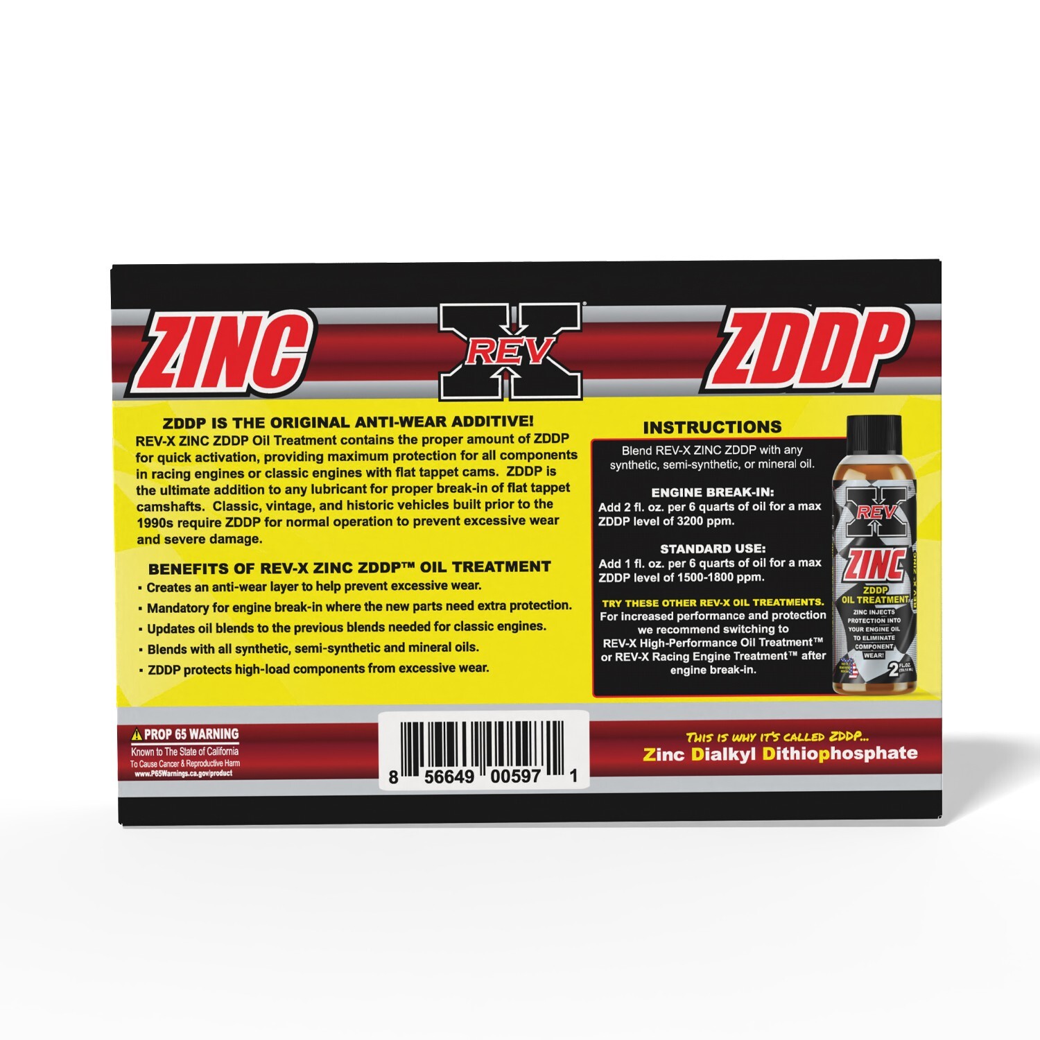 REV X Zinc ZDDP Oil Additive (5 Pack) 2 fl. oz. - Restore the Protection
