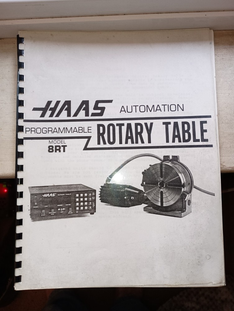 Haas Automation 8RT Programmable Rotary Table manual- excellent condition