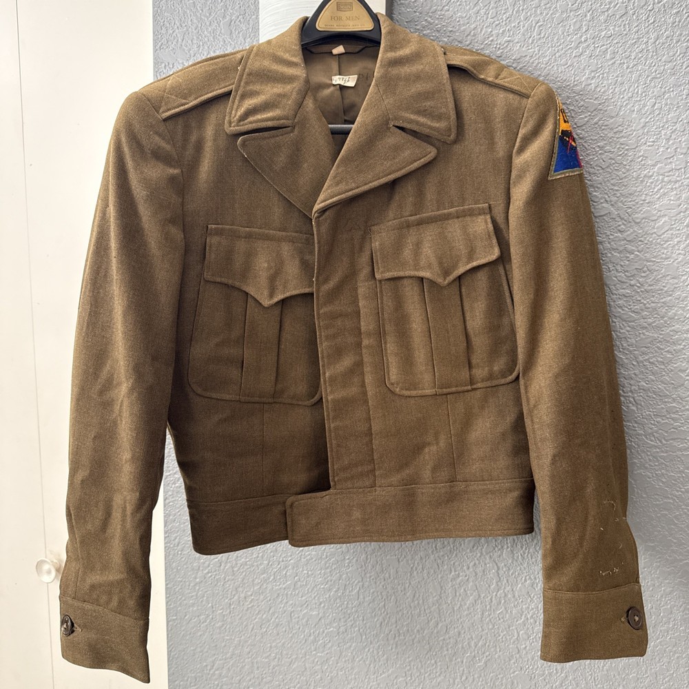 VTG WWII US Army Air Force Wool Field Jacket 36s Training Command Patch 13th Arm