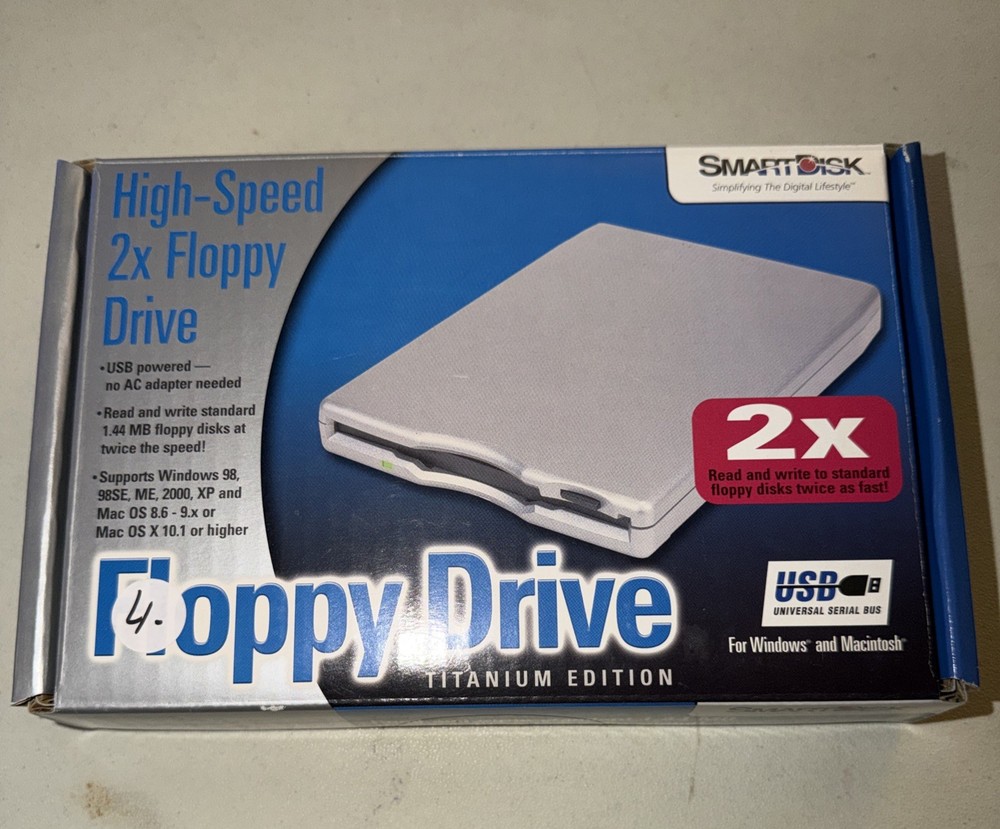 Smart Disk External USB Powered 2x Floppy Drive FDUSB-TM2 Titanium