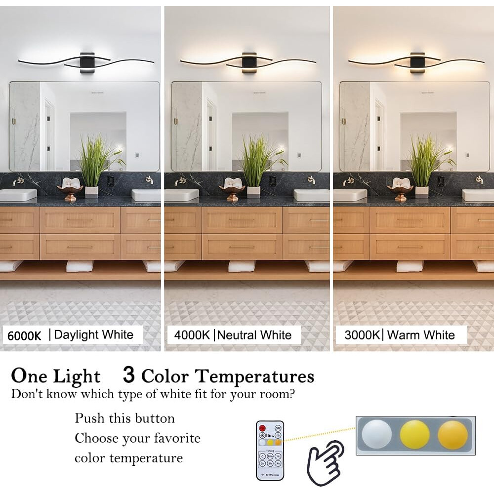 Modern LED Vanity Light Bathroom Light Fixture Over Mirror with Remote Control
