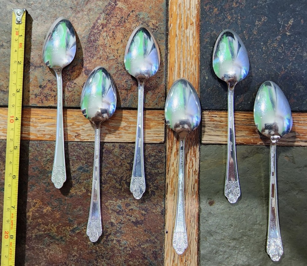 6 ANCHOR ⚓ROGERS c1941 PRECIOUS SILVERPLATED TEASPOONS 🫖/ TEA 🍵 SPOONS