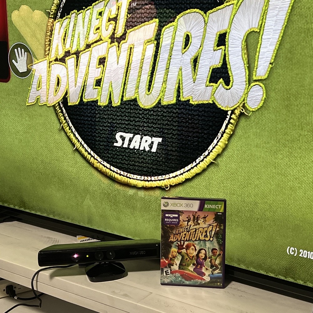 Microsoft Xbox 360 Kinect Sensor Bar - Black Plus Kinect Adventures Game Tested