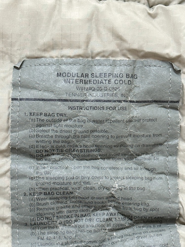 DAMAGED -US Military Modular Sleeping Bag Intermediate Cold Sleep System ACU UCP