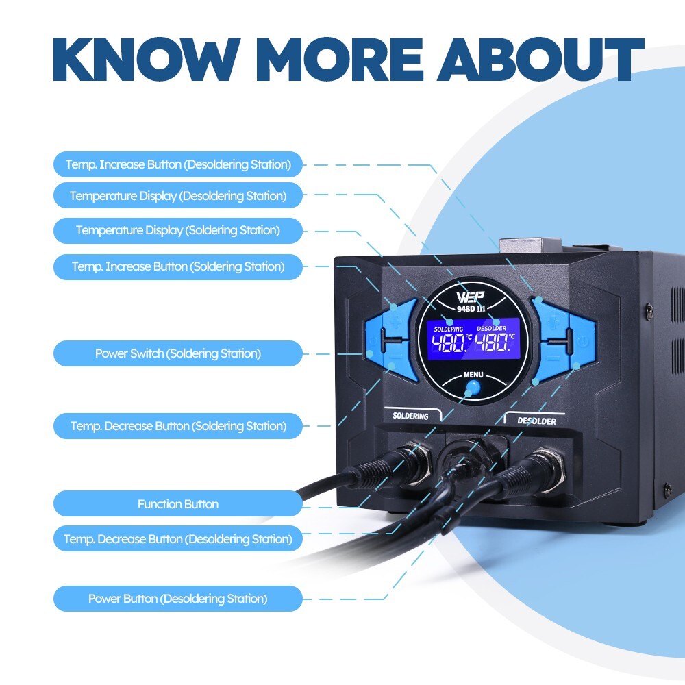 290W WEP 948D-III Desoldering Station Vacuum Suction Tin Gun Soldering Station