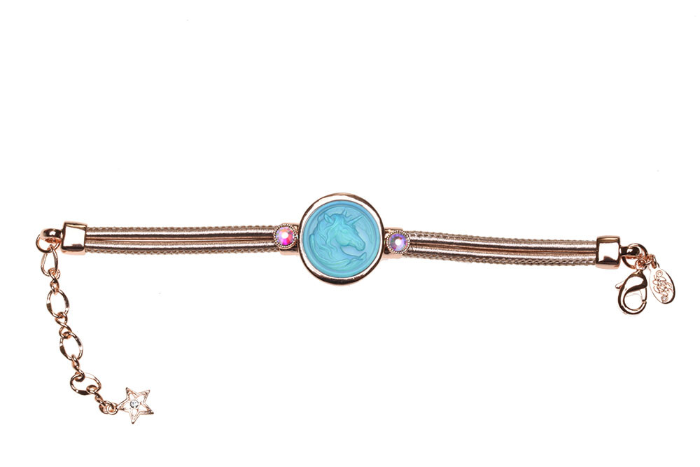 KIRKS FOLLY METALLICA CLOUDWALKER UNICORN BRACELET aqua / rose goldtone