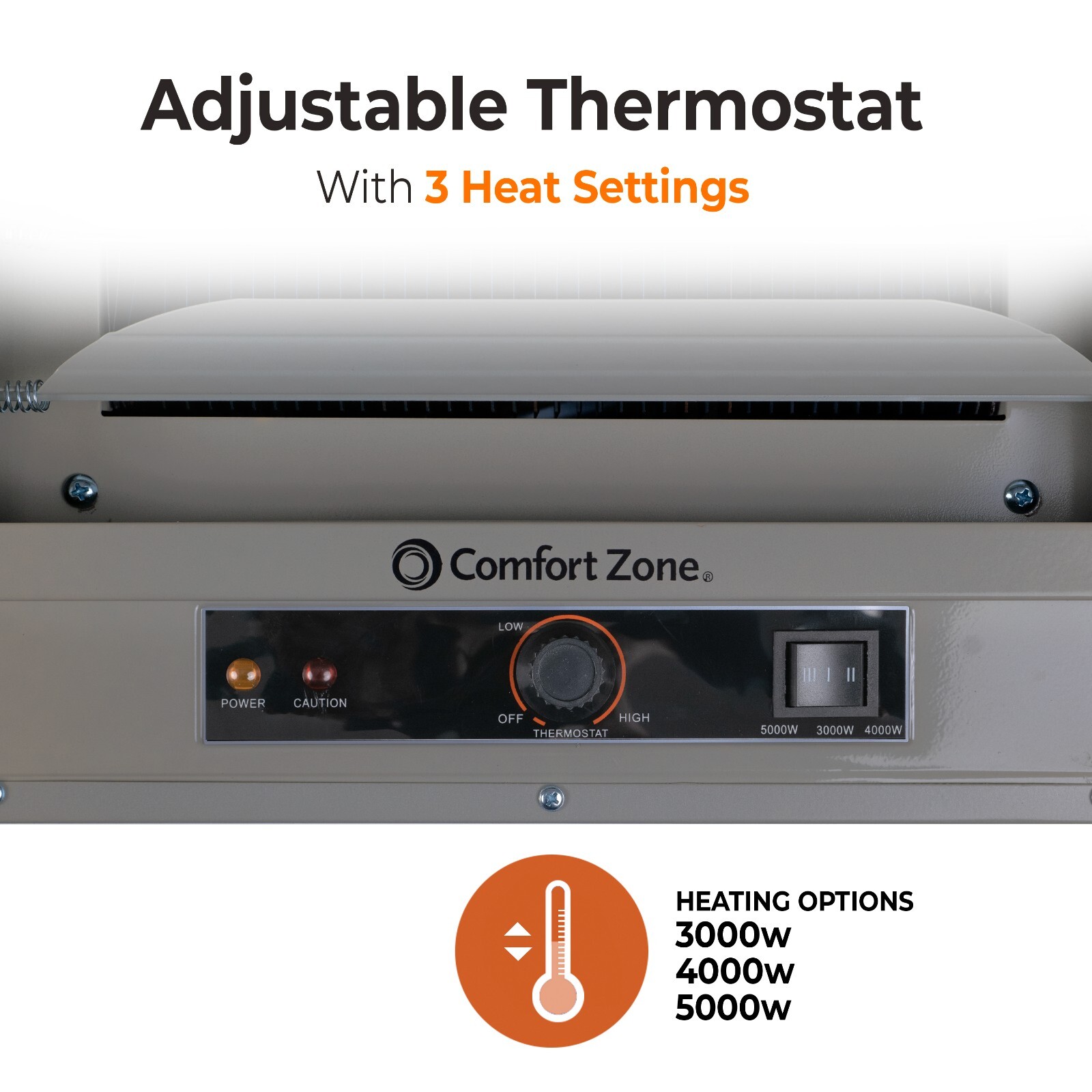 Comfort Zone 5,000 Watt, 240-Volt Industrial Ceiling Mounted Heater, Grey