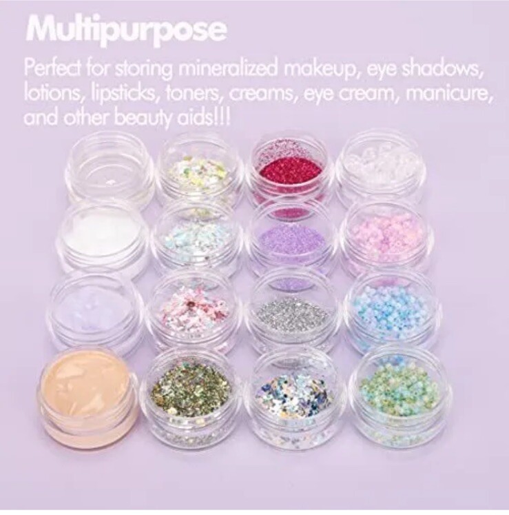 3 Gram Sample Containers with Lids 50 Count Tiny Sample Jars Crafts Makeup ETC.