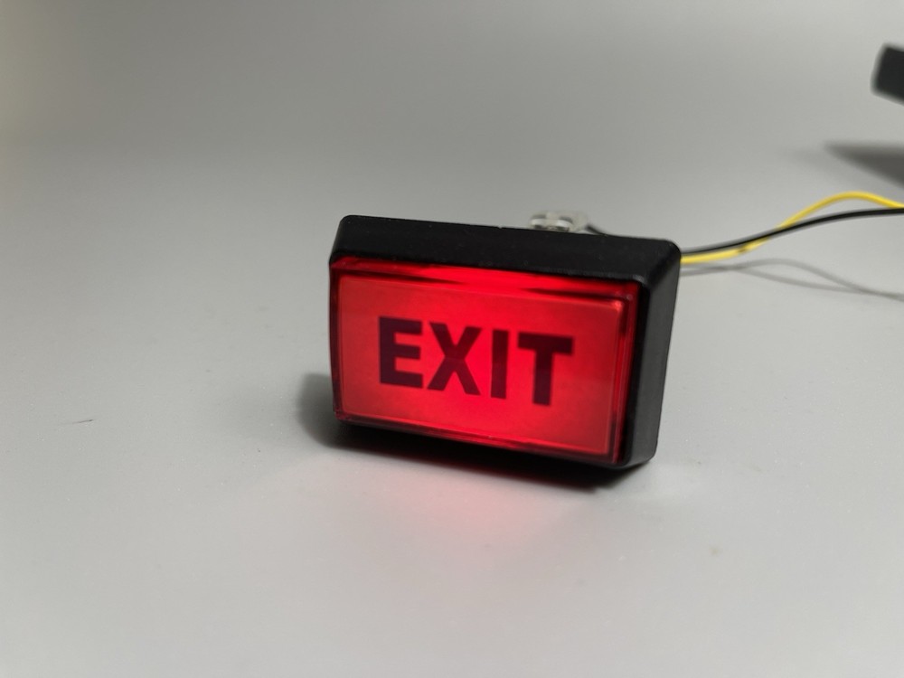 New Arcade Rectangle EXIT Button LED Push Illumilated With Microswitch