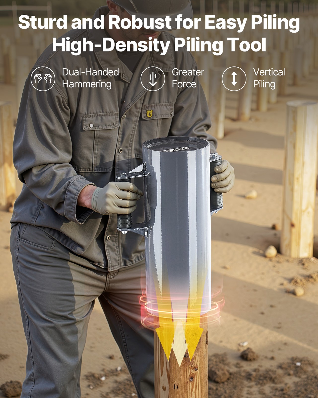 VEVOR Manual Fence Post Driver Heavy Duty T Post Rammer for Farm Garden Yard