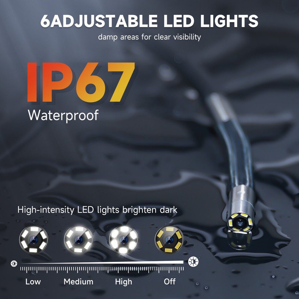 210° Two Ways Articulating Borescope Endoscope HD Camera 6 LED Adjustable Lights