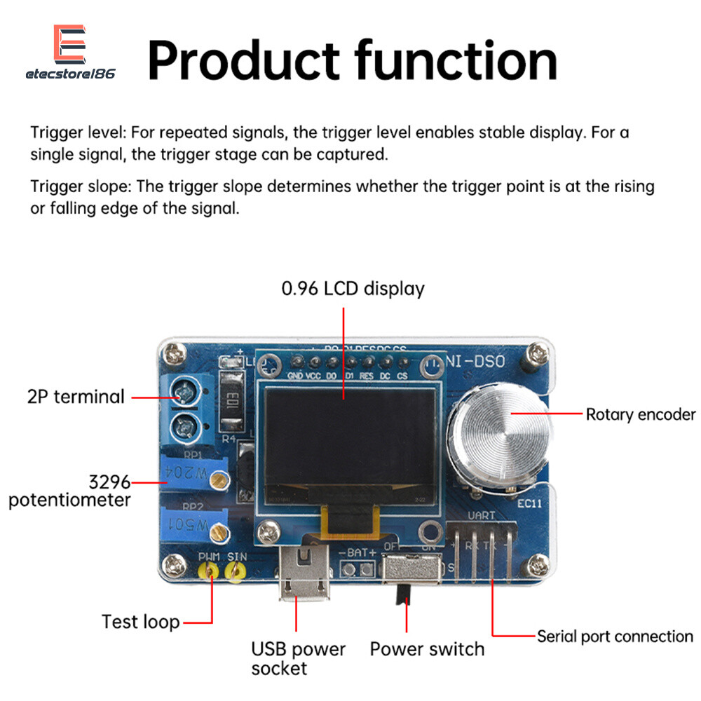 DIY Mini Digital Oscilloscope Electronic Kit STC Soldering Practice Project Kit