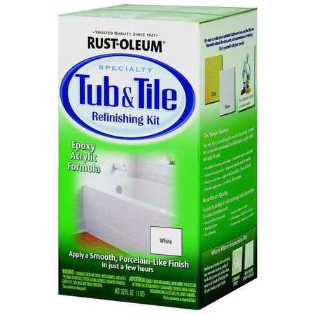 Rust-Oleum 384165 Tub And Tile Refinishing Kit, White, Glossy, 1 Qt, 70 To 110