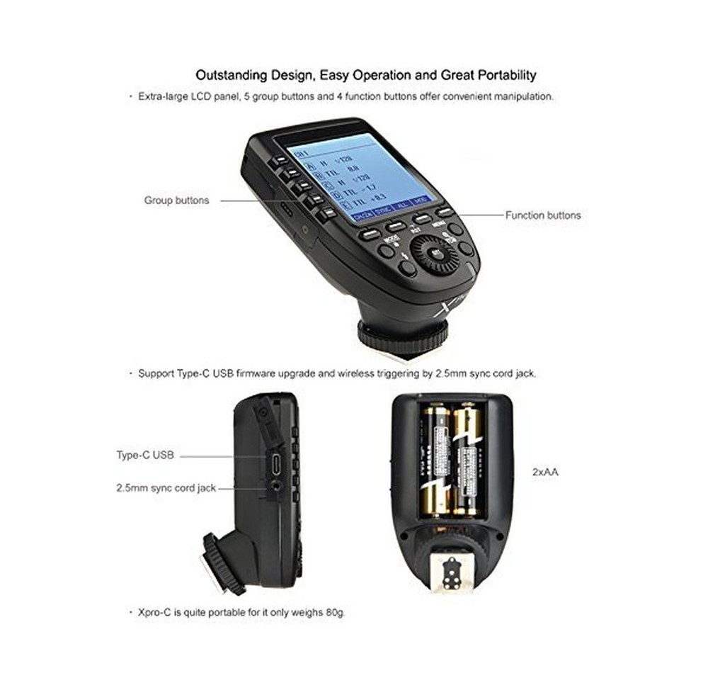 Godox Xpro-C TTL Wireless Flash Trigger Compatible for Canon EOS Cameras, Sup...