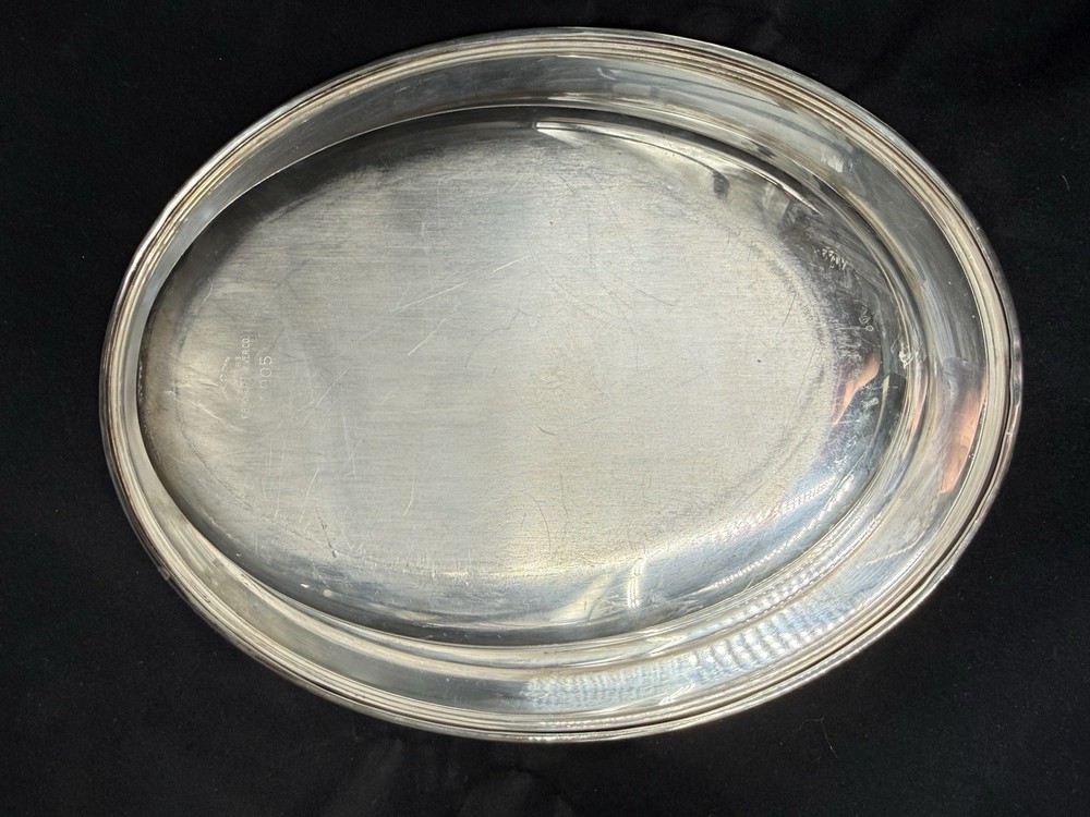 Crescent Silverware Co. Silverplate Split Serving Dish Covered W/ Glasbake
