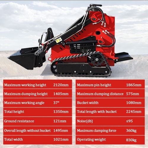 HT Mini Skid Steer Loader Tracked 13.5HP B&S EPA Gas Engine for Gardens Farming