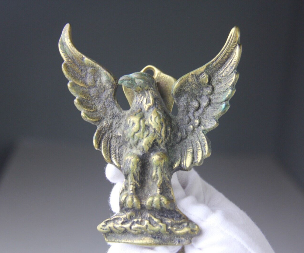 Antique Cast Brass Spread Winged Eagle Door Knocker - Perched Bird