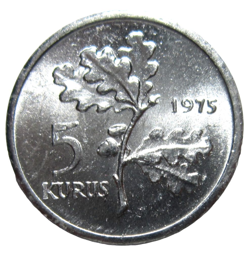 TURKEY. 5 KURUS, 1975 F.A.O. UNCIRCULATED.