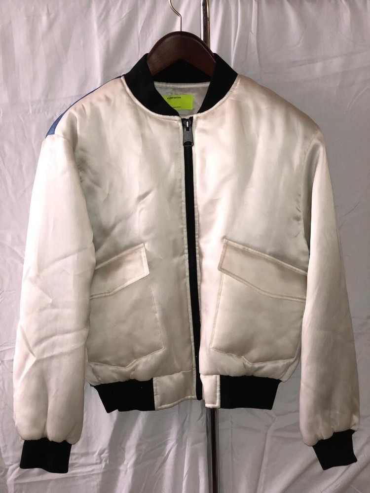 Ex Infinitas Men White Surfer Bomber Jacket Size: L