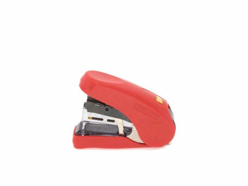 Max Stapler - Flat Clinch - Ergonomic - Mini Style, Red