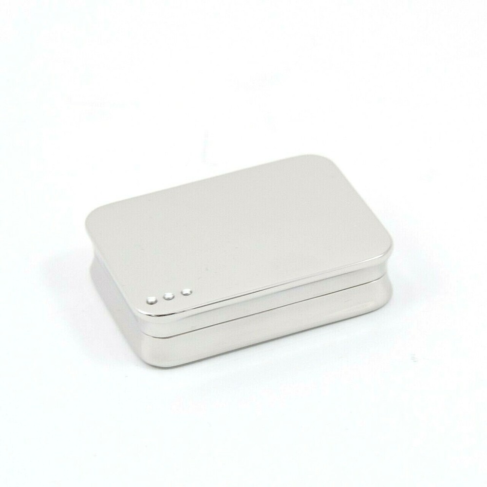 Bey-Berk Pill Box Nickel Plated Rectangular with Divider, Grey