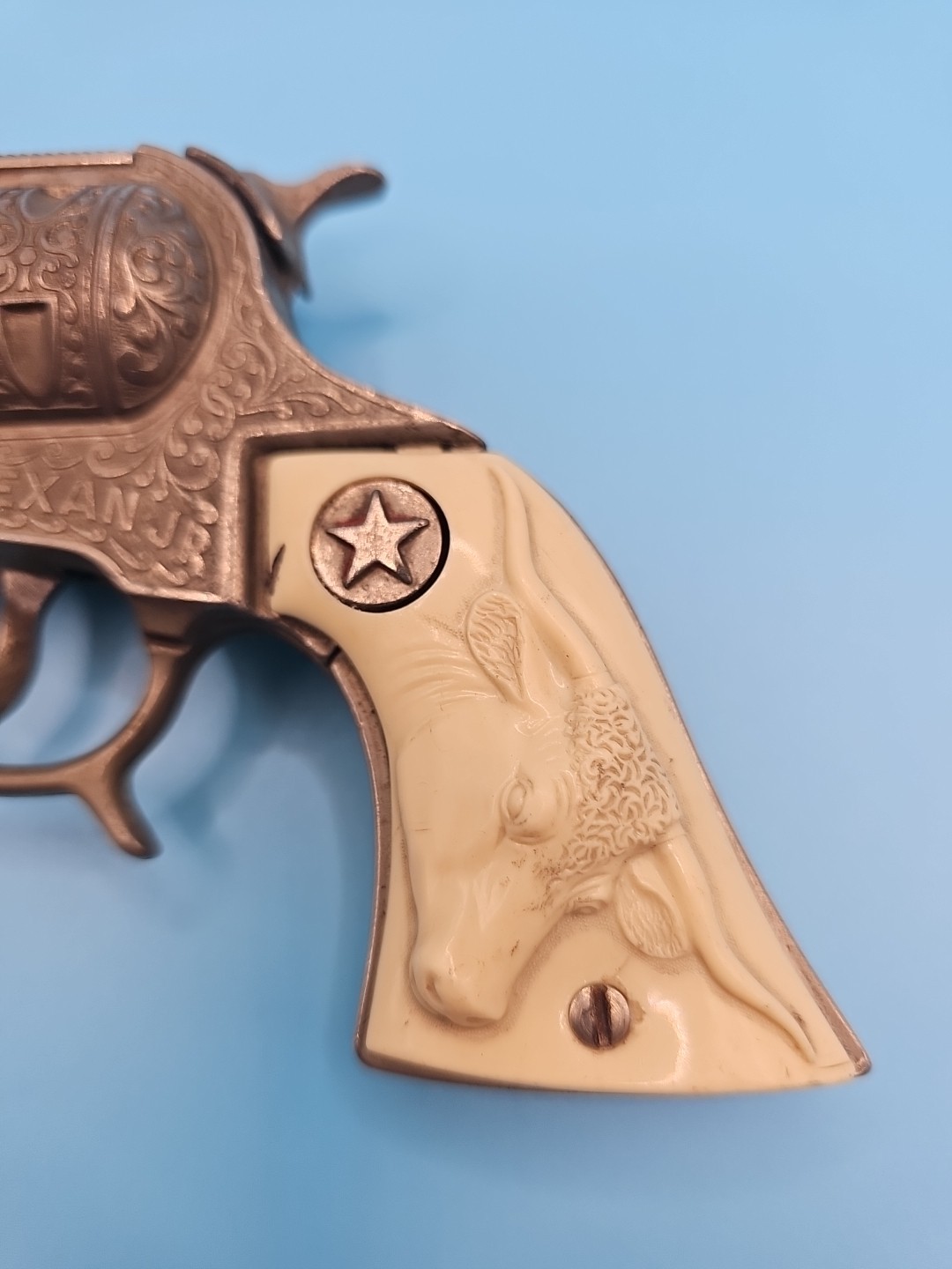 *Rough* Hubley Texan Jr. Childs Toy Cap Gun Texas Long Horn Steer Handle