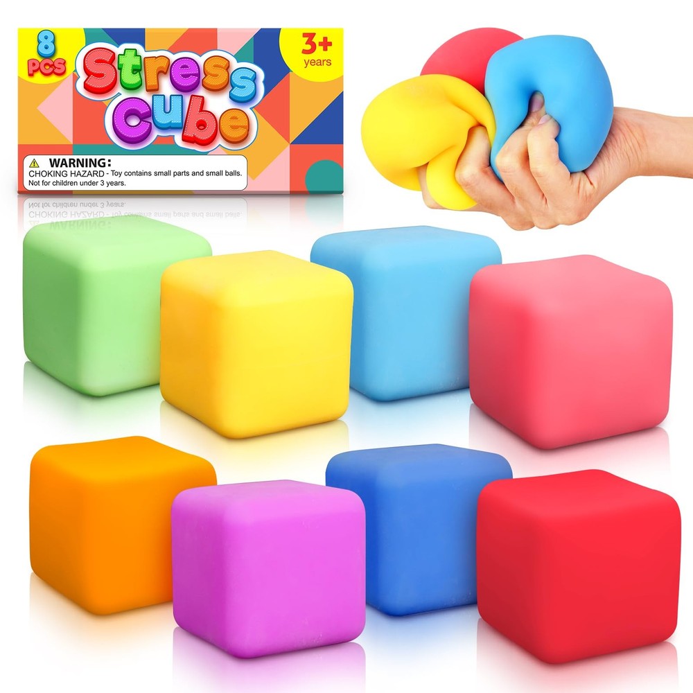 Squishy for , 8Pcs Dough Cube for , Pull Stretch Sensory Squeeze Toys, Classr...