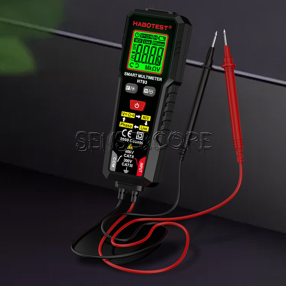 HT93 Digital Multimeter Smart Meter 2000 Counts AC Voltage NCV Tester Car Range-