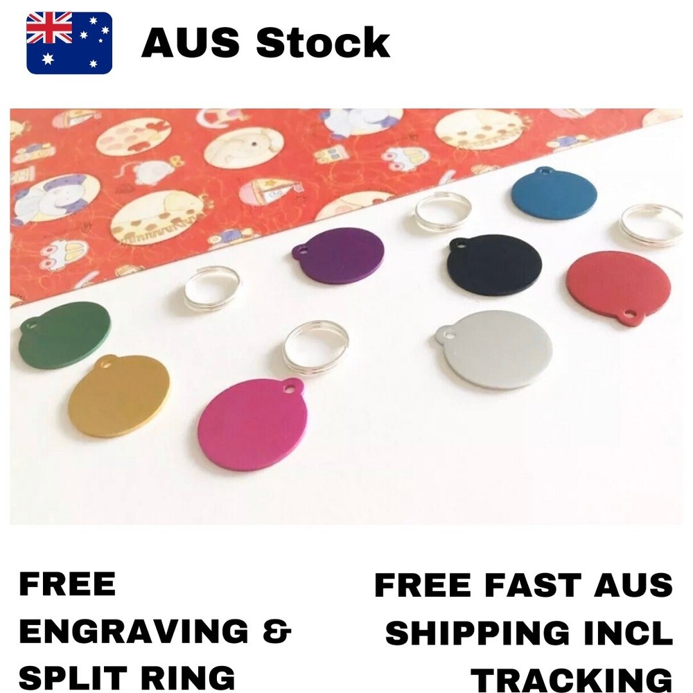 SMALL Round Engraved Dog Or Cat Tag. Multiple Colours Available. Free Split Ring