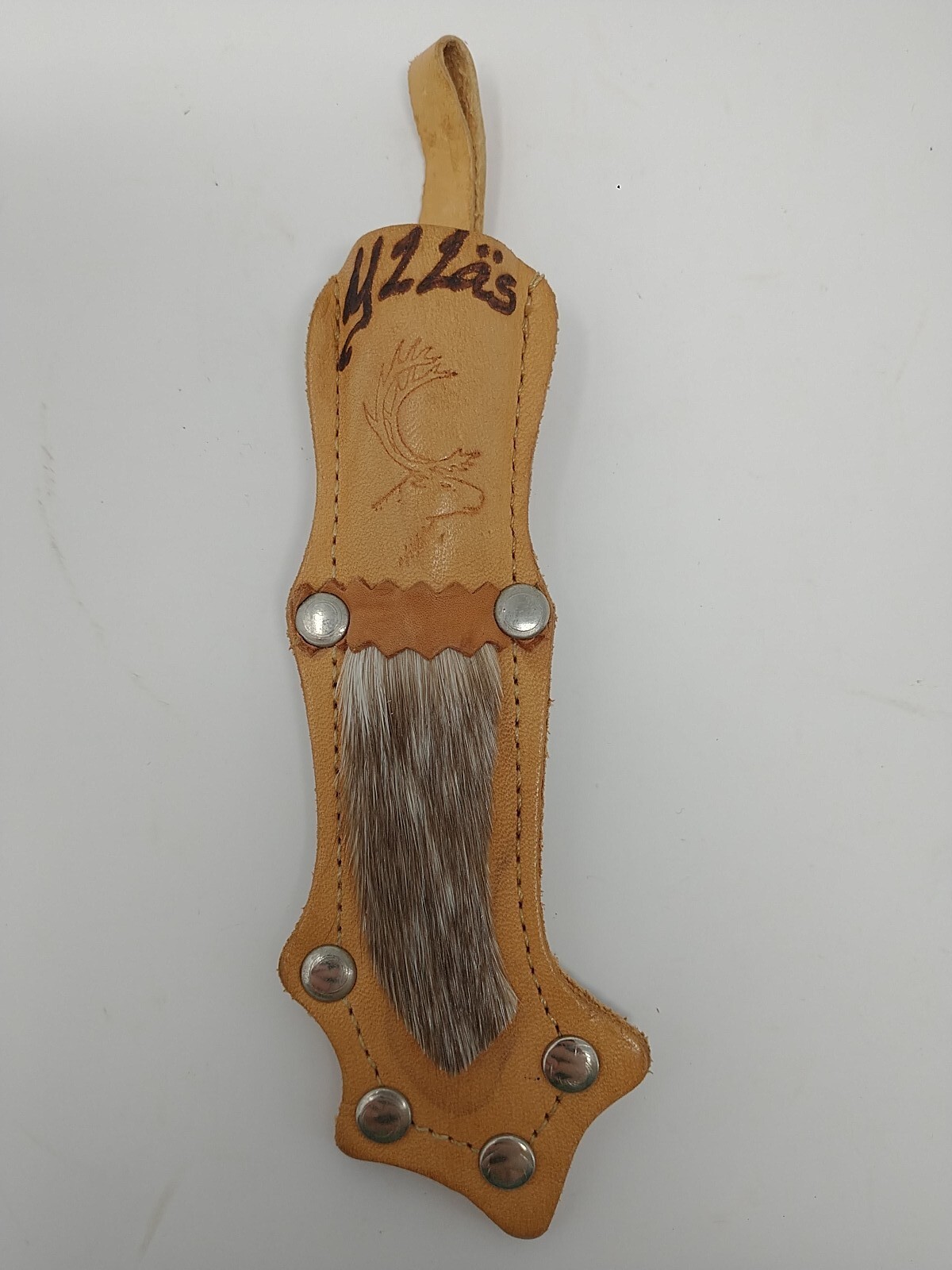 Vintage Yllas Finnish Puukko Sami Knife with Reindeer Fur Sheath