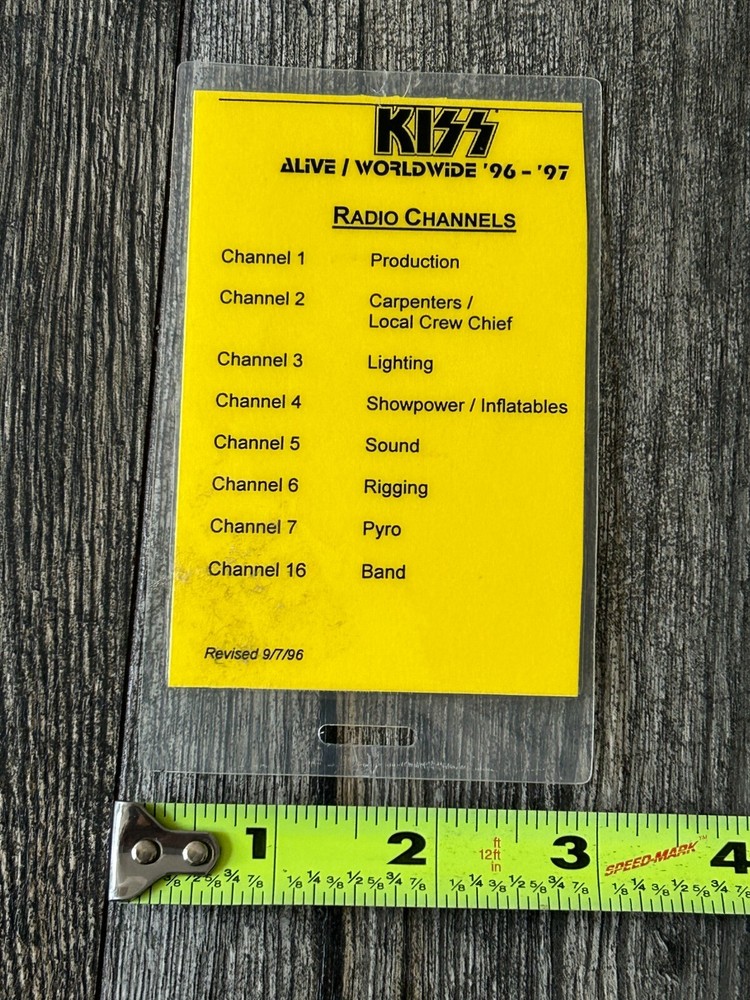 KISS LAMINATE PASS Setlist Pyro Cues Alive Worldwide Reunion Tour CoA LonnFriend