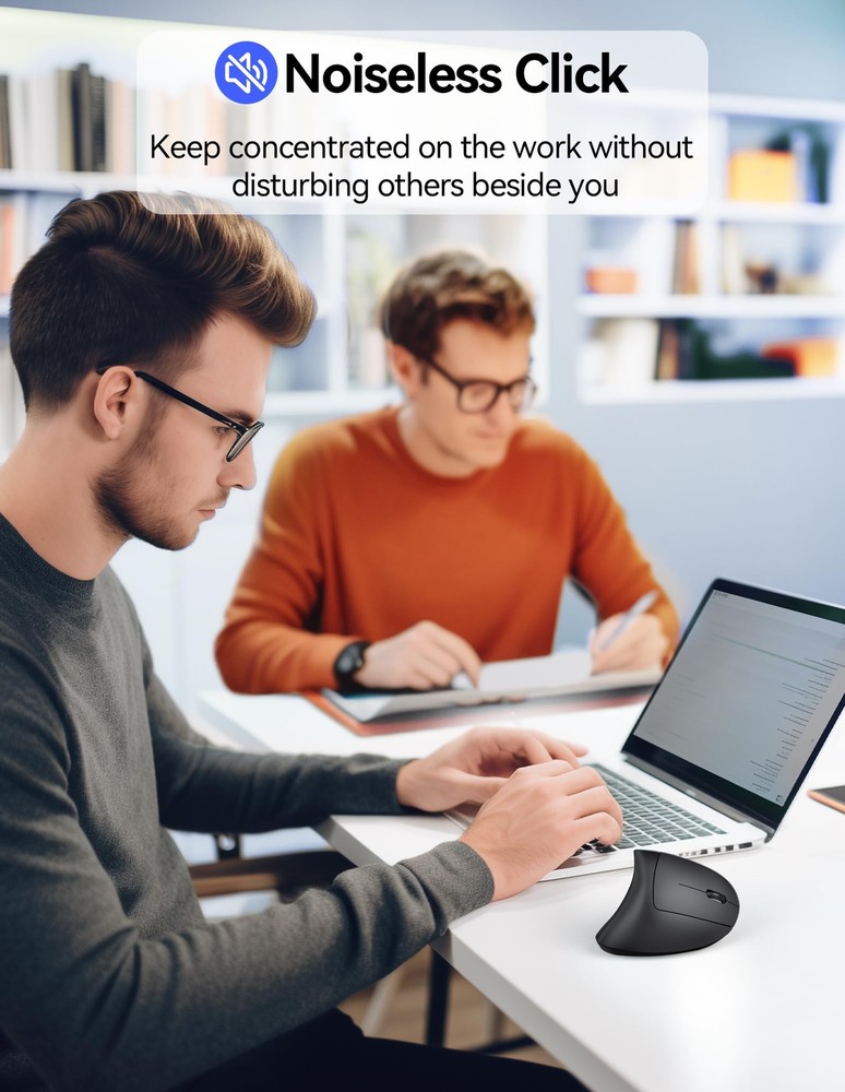 Ergonomic Wireless Mouse Rechargeable Mouse Wireless Silent for Carpal Tunnel...