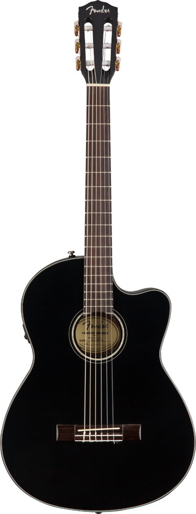 Fender CN-140SCE Nylon Thinline Classical Guitar Black with Case