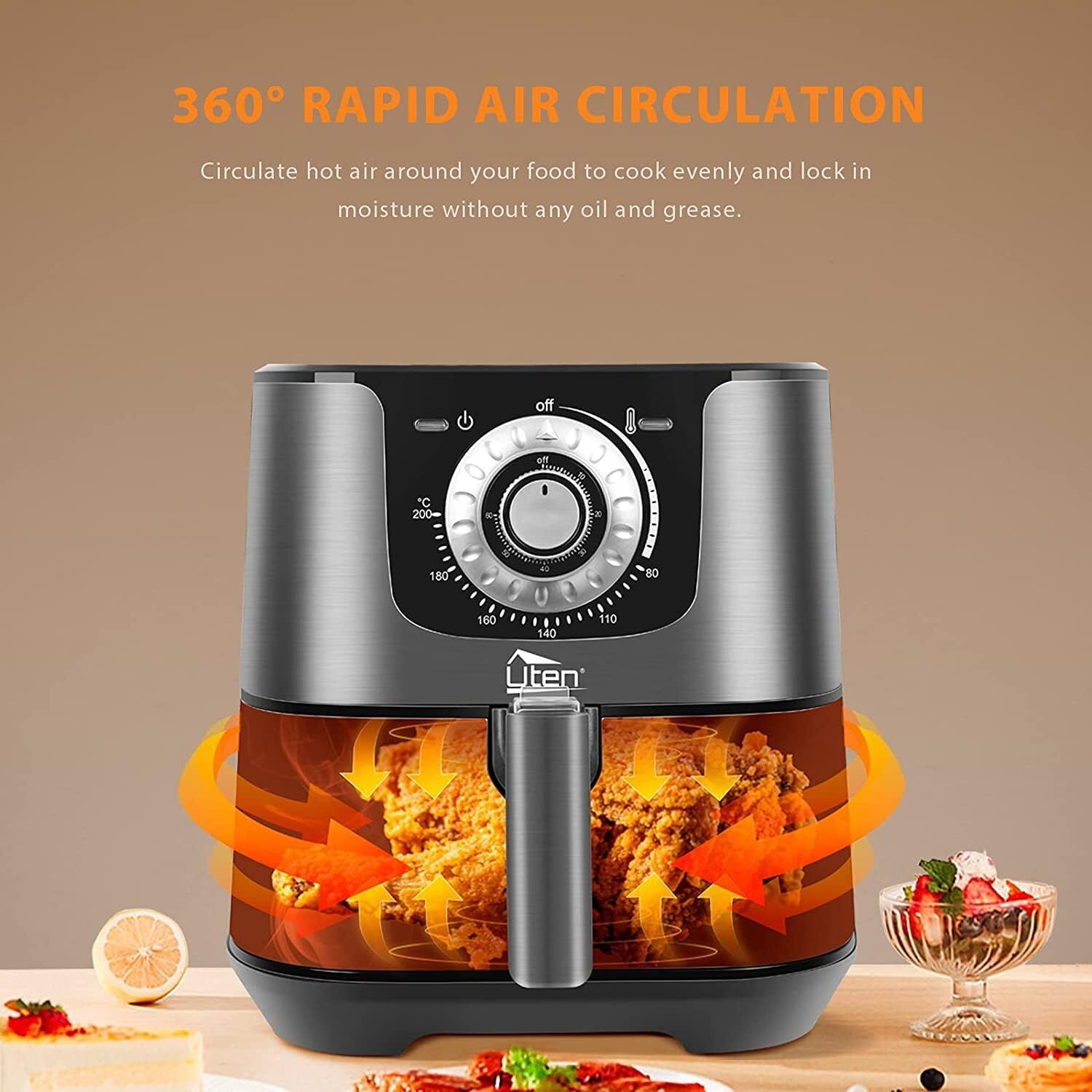 Uten Air Fryer 5.8Qt Large Capacity 5.5L Smart Electric Hot Airfryer Oven Cooker
