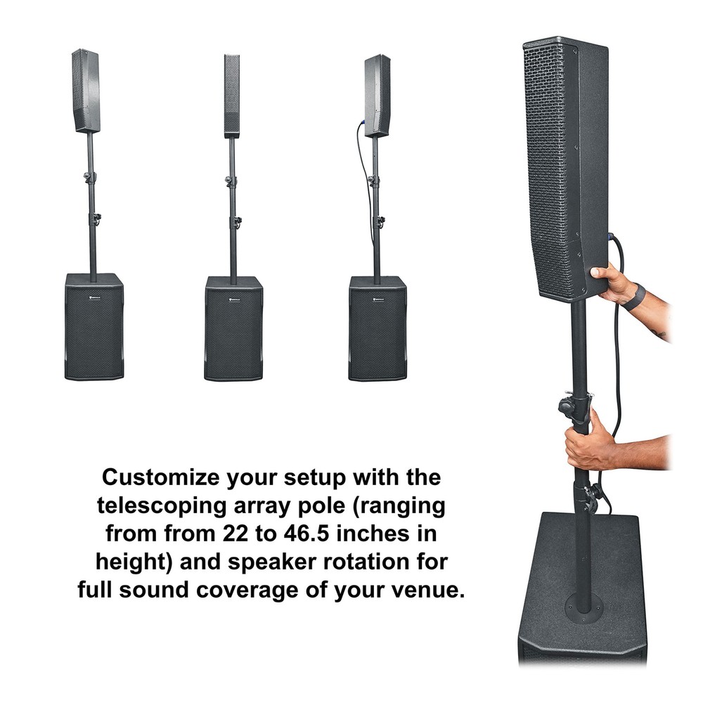 DJ Package w/(2) TITAN COLUMN 12 Powered Array Column Speakers+Sub+Facade+Lights