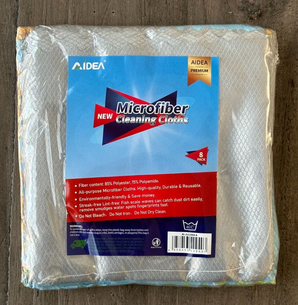 Aidea All Purpose Microfiber Cleaning Clothes Gray 8 Pack Durable & Reusable