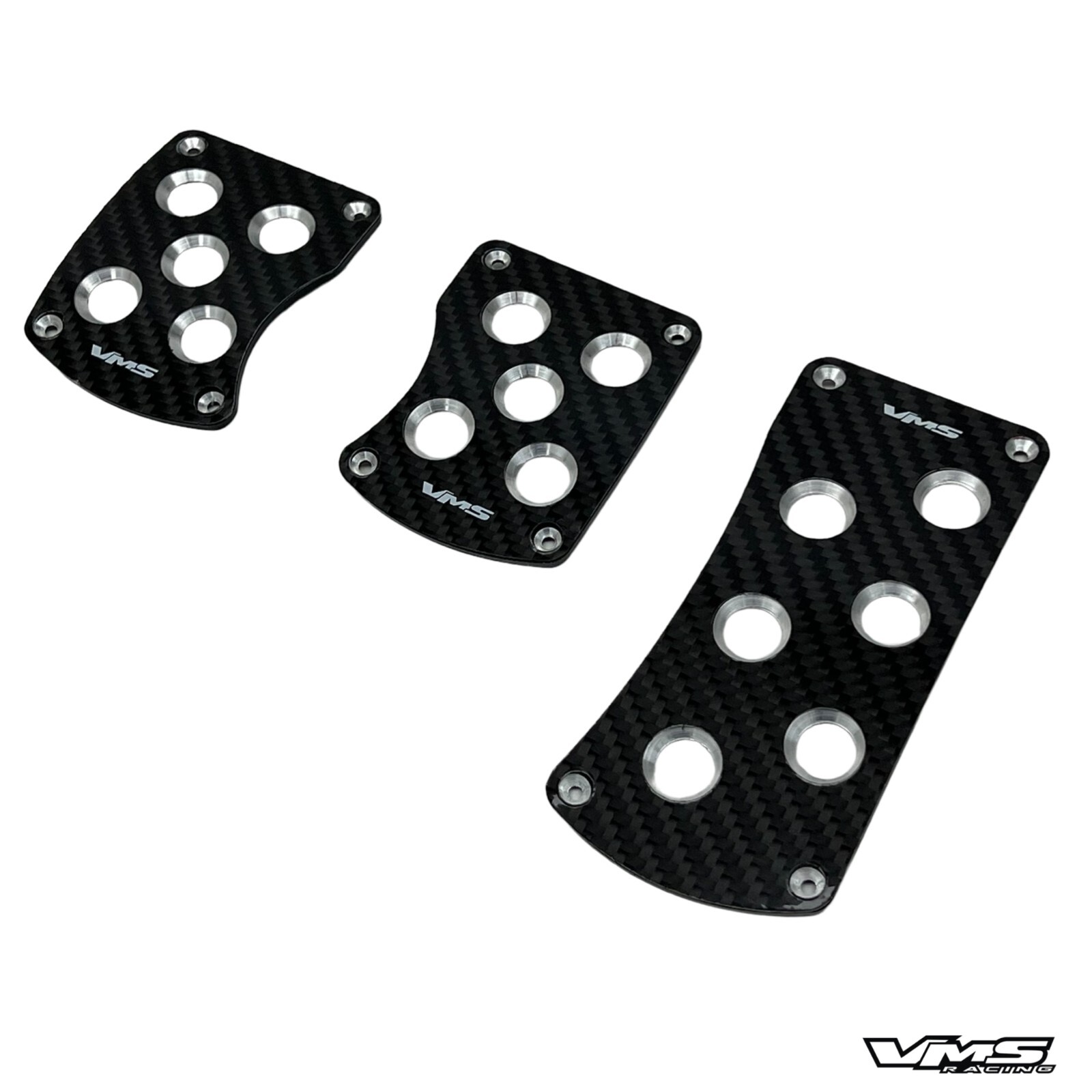 VMS RACING REAL CARBON FIBER ALUMINUM PEDAL PAD COVER KIT MANUAL TRANSMISSION MT