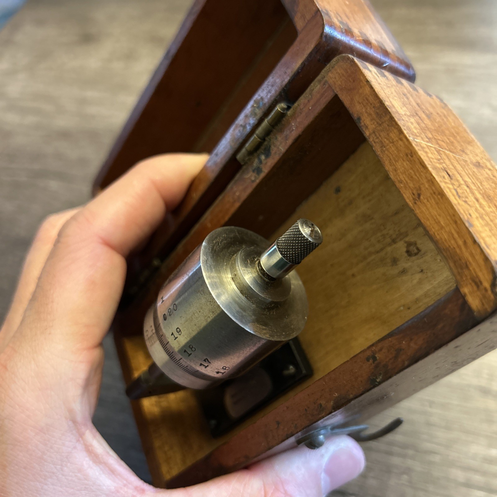 Vintage Brown & Sharpe Bench Micrometer with Wooden Box