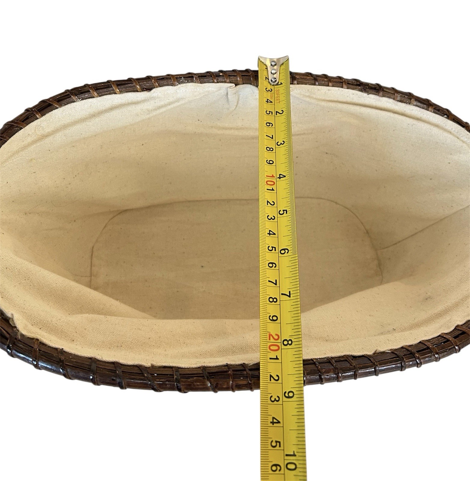 Antique Nantucket Lightship Basket - Swing Handle - Wood Bottom - Handwoven Cane