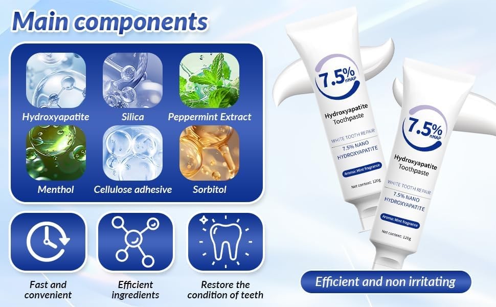 Hydroxyapatitetoothpastes,7.5% Hydroxyapatite Toothpaste,For Enamel Protection a
