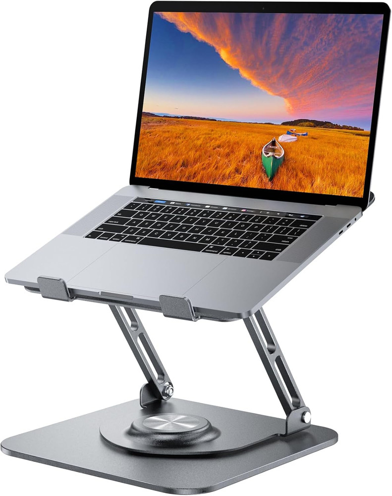 Laptop Stand for Desk, Adjustable Computer Stand with 360° Rotating Base, Ergono
